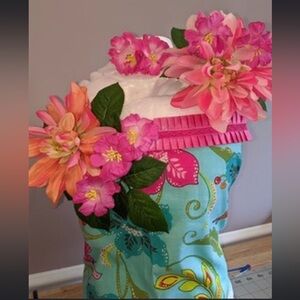 Photo topper! Pink/blue with flowers! Nice summer look!